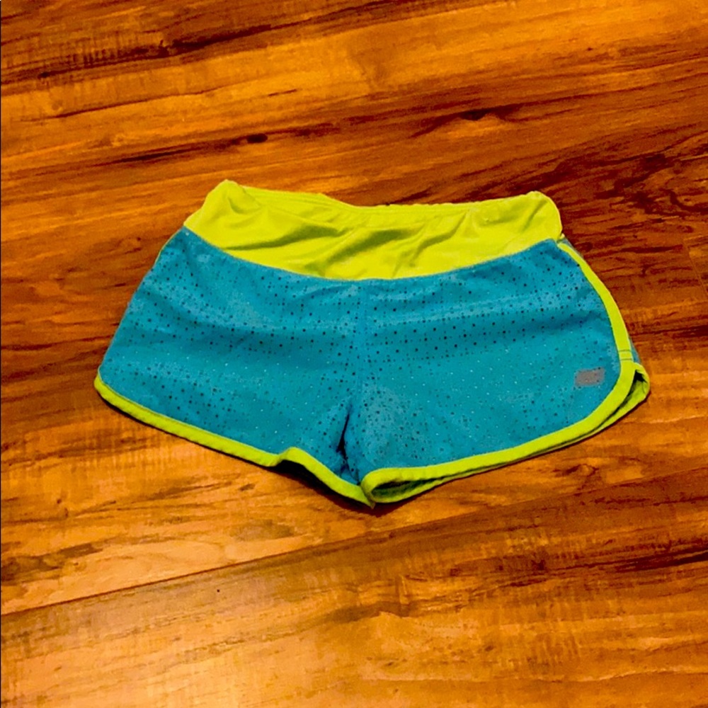 Green and blue booty shorts